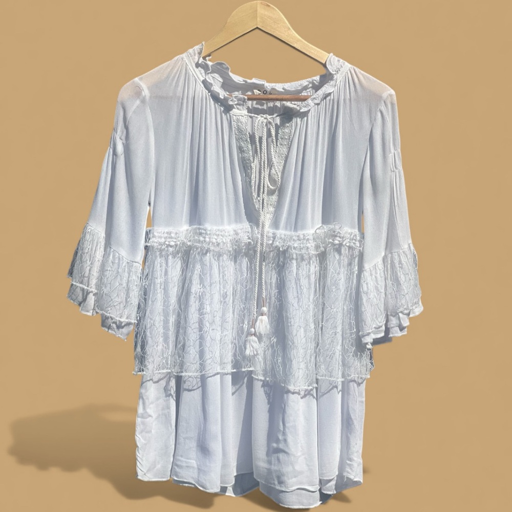 POL Lace Ruffled Peasant Blouse - Picture 3 of 13